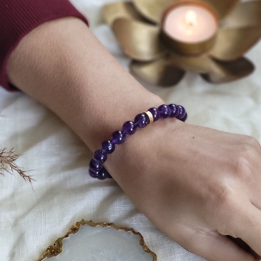 Amethyst Bead Bracelet for Overall Health and Master Healer