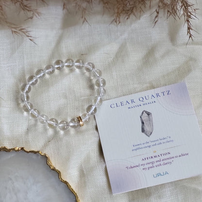 Clear Quartz Bead Bracelet for Concentration & Energy