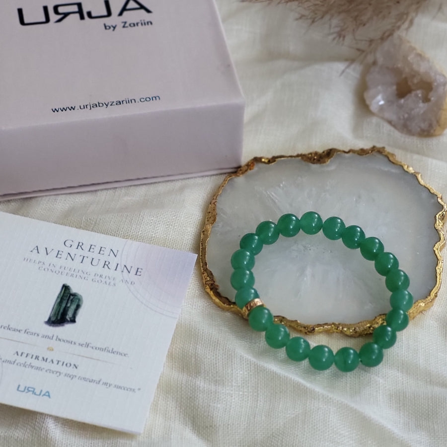 Green Aventurine Bead Bracelet for Luck & Opportunity