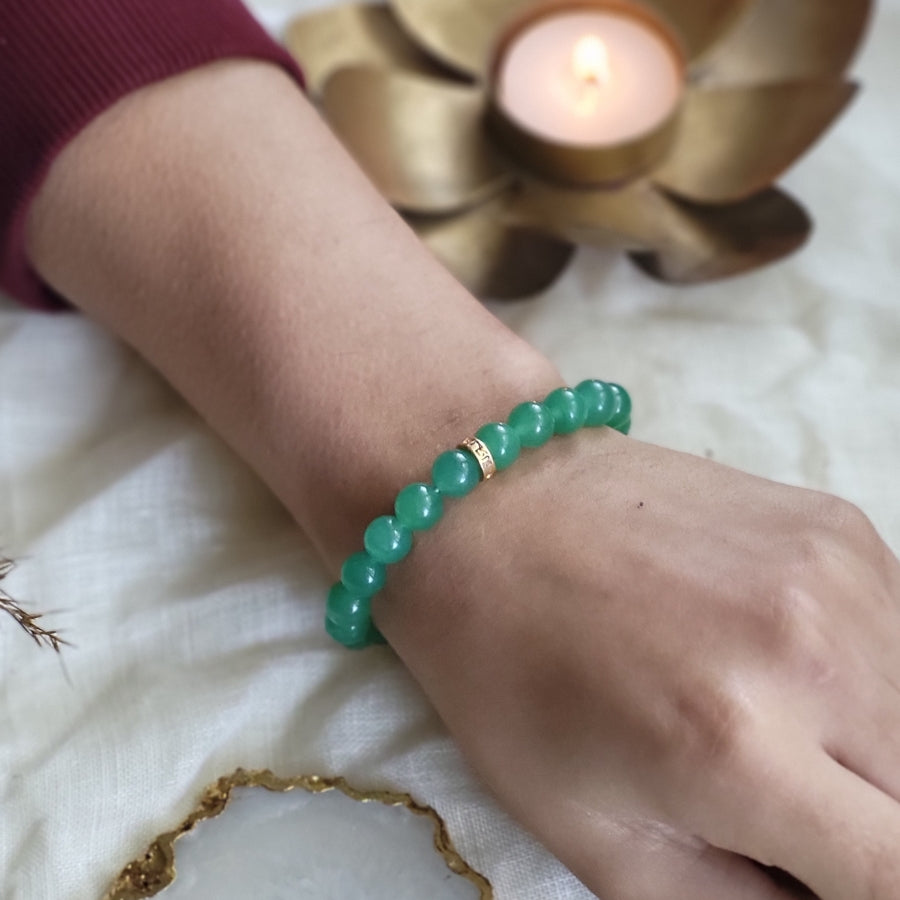 Green Aventurine Bead Bracelet for Luck & Opportunity