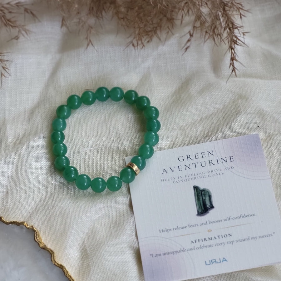 Green Aventurine Bead Bracelet for Luck & Opportunity