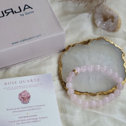 Rose Quartz Bead Bracelet for Love & Compassion