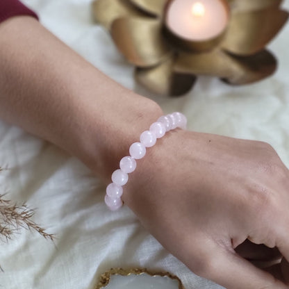 Rose Quartz Bead Bracelet for Love & Compassion