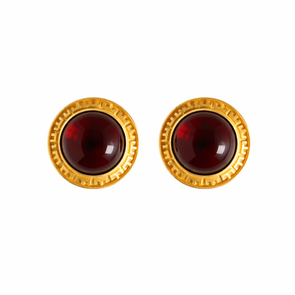 Royal Red Garnet Classic Studs Earrings