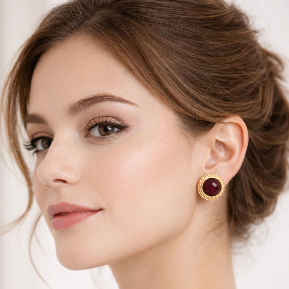 Royal Red Garnet Classic Studs Earrings
