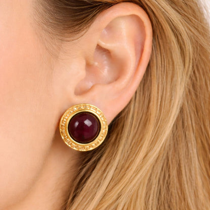 Royal Red Garnet Classic Studs Earrings