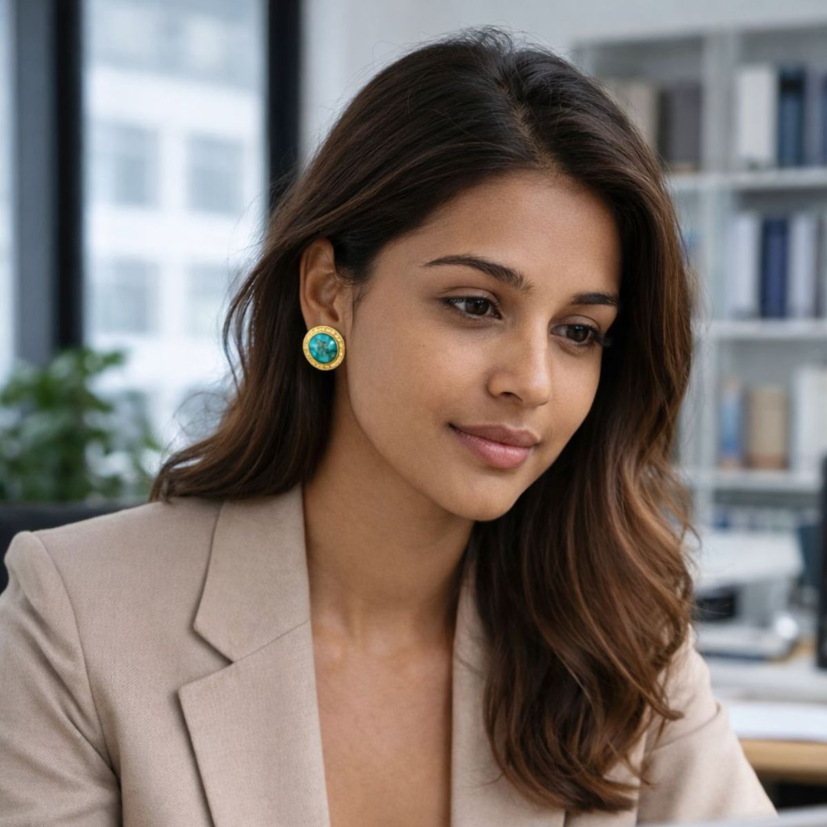 Azure Crest Turquoise Stud Earrings