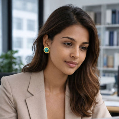 Azure Crest Turquoise Stud Earrings