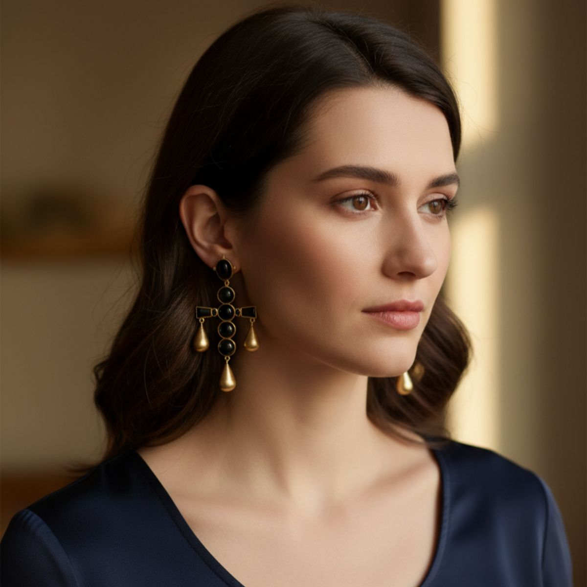 Midnight Black Onyx Drop Earrings