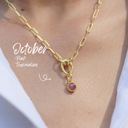 October Birthstone Charm – Pink Tourmaline
