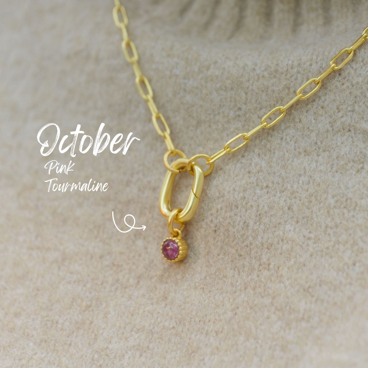 October Birthstone Charm – Pink Tourmaline