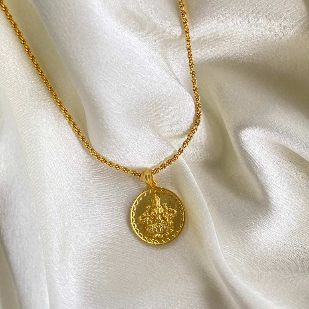 Devi Lakshmi Coin Pendant Necklace