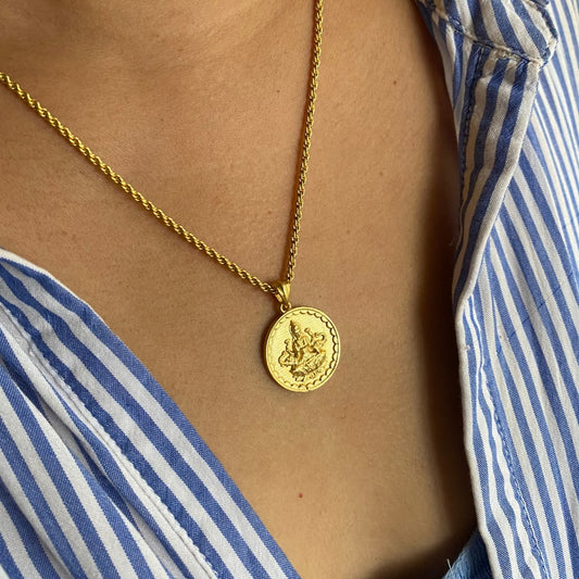 Devi Lakshmi Coin Pendant Necklace