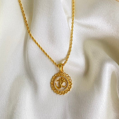Glory of Om Pendant Necklace with Cubic Zircons