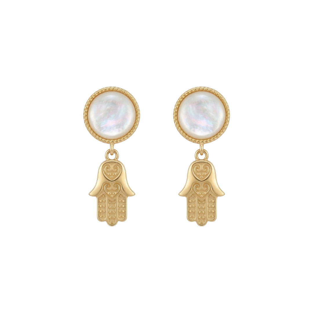 Hamsa Harmony Earrings with Pearls