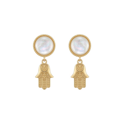 Hamsa Harmony Earrings with Pearls