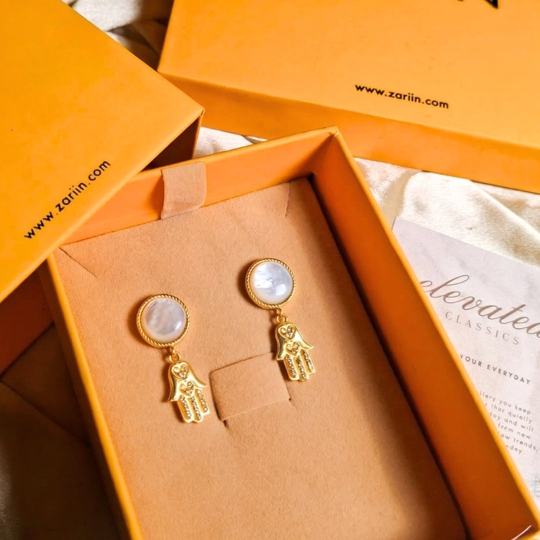 Hamsa Harmony Earrings with Pearls
