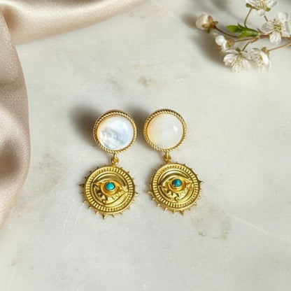 Guardian Eye Earrings with Pearls