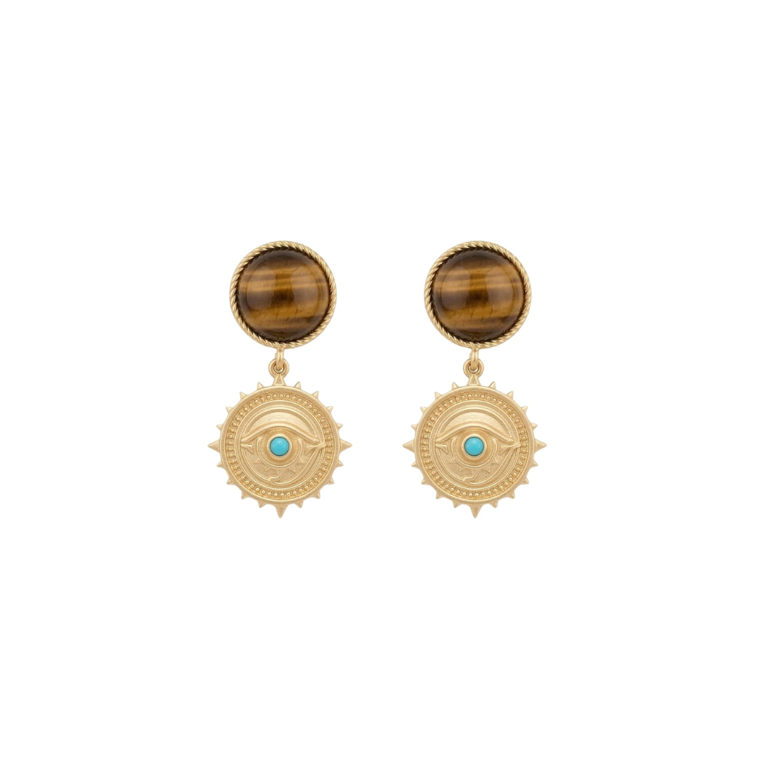 Guardian Eye Earrings with Tiger's Eye