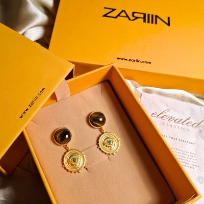 Guardian Eye Earrings with Tiger's Eye