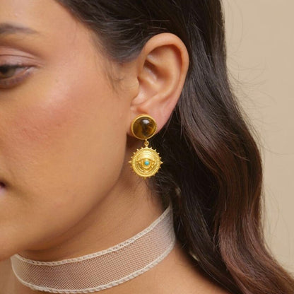 Guardian Eye Earrings with Tiger's Eye