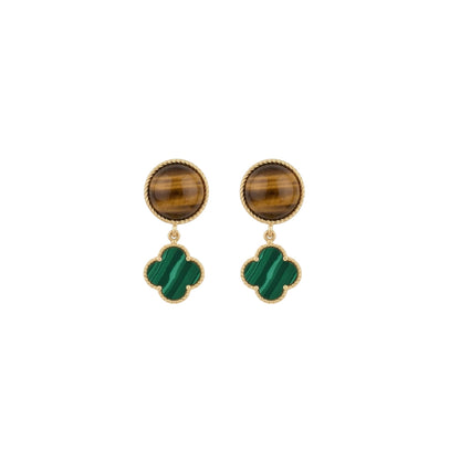 Fortune Bloom Earrings with Tiger's Eye