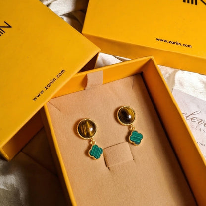 Fortune Bloom Earrings with Tiger's Eye