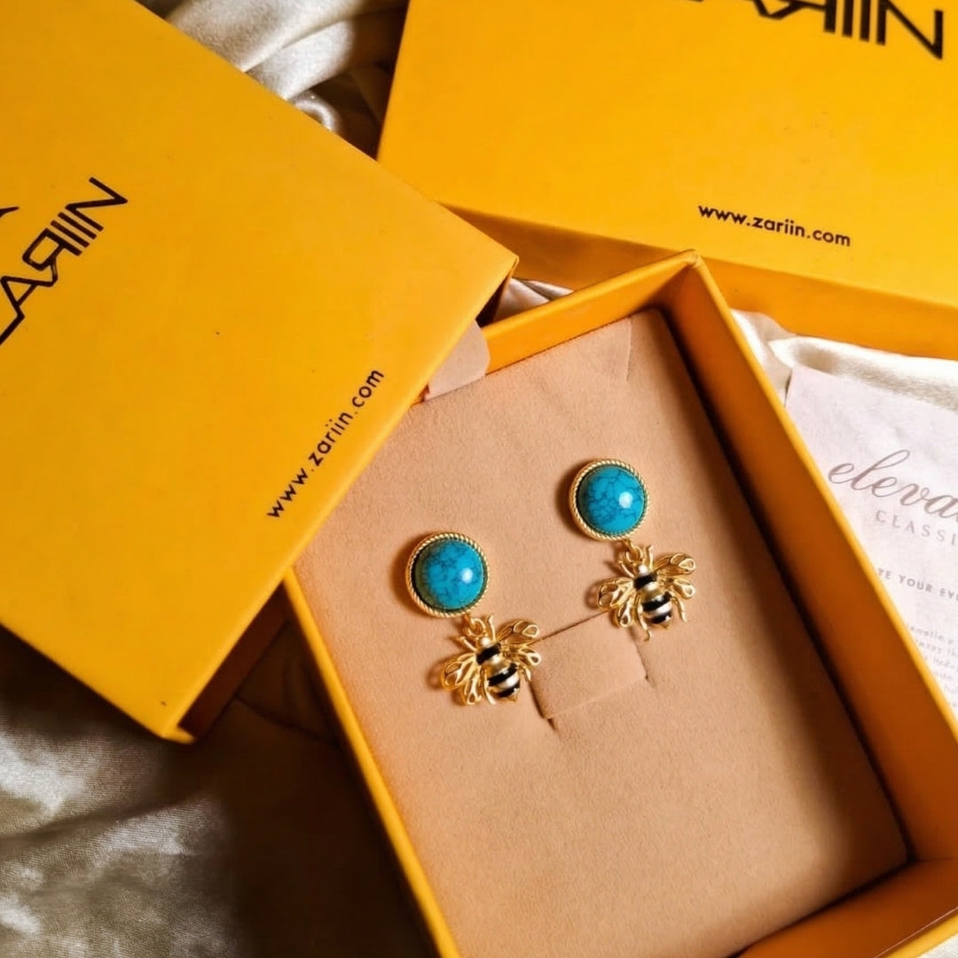 Tranquil Bee Turquoise Earrings