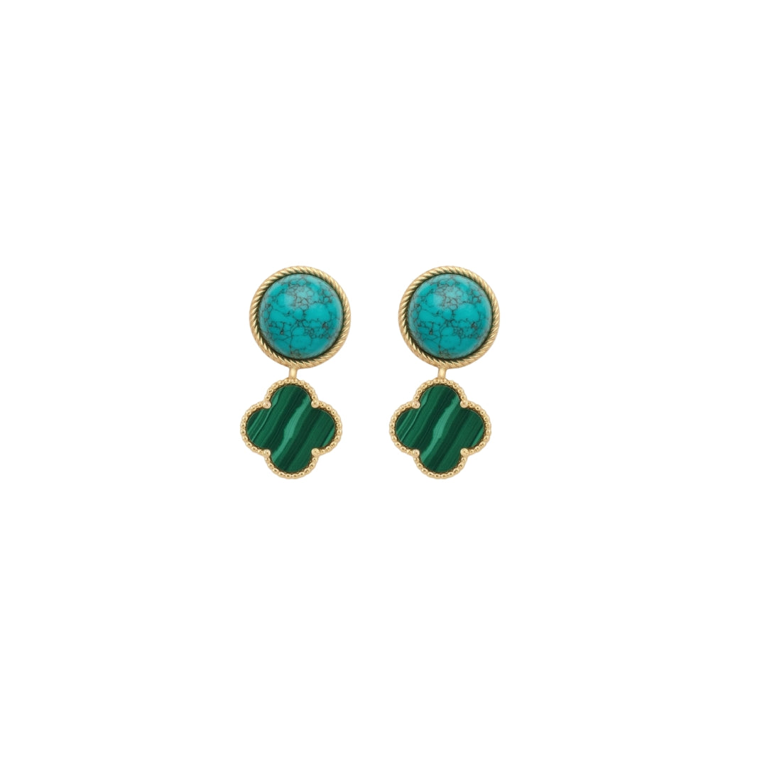 Fortune Bloom Earrings with Turquoise
