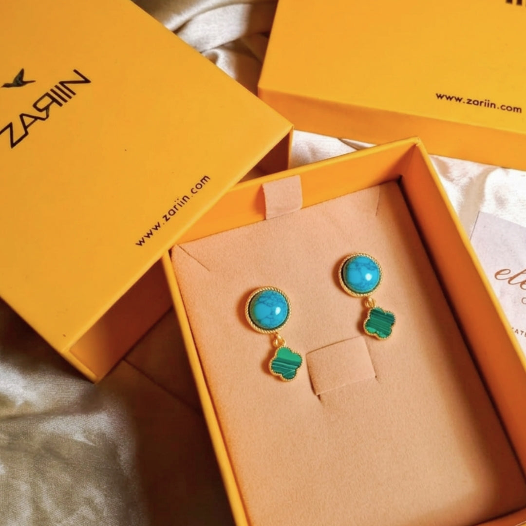 Fortune Bloom Earrings with Turquoise