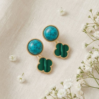 Fortune Bloom Earrings with Turquoise