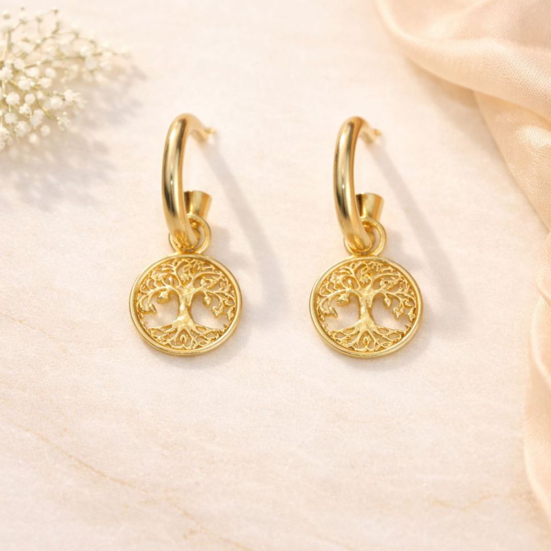 Grace Hoops with Tree of Life Drops