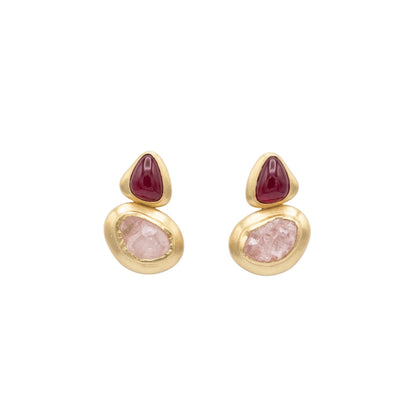 Poised Tumbles Gift Set with Garnet and Rose Quartz
