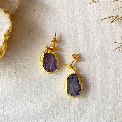 The Spirited One Gold Earrings withAmethyst