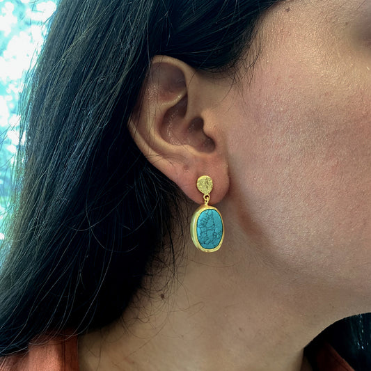 The Spirited One Gold Earrings withTurquoise