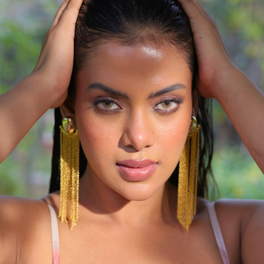Gold Drip Statement Earrings