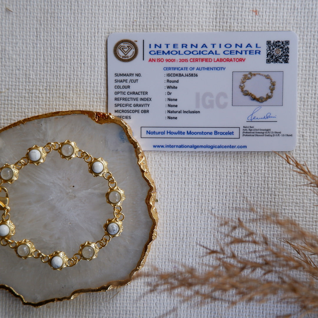 Howlite And Moonstone Unisex Bracelet