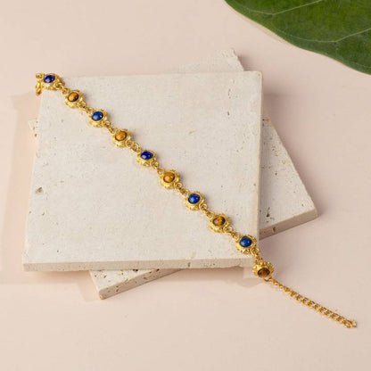 Tiger's Eye And Lapis Lazuli Unisex Bracelet