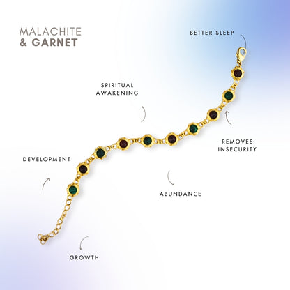 Garnet And Malachite Unisex Bracelet