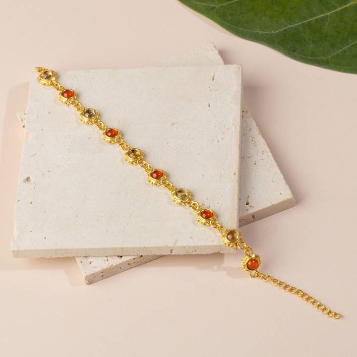 Carnelian And Citrine Unisex Bracelet