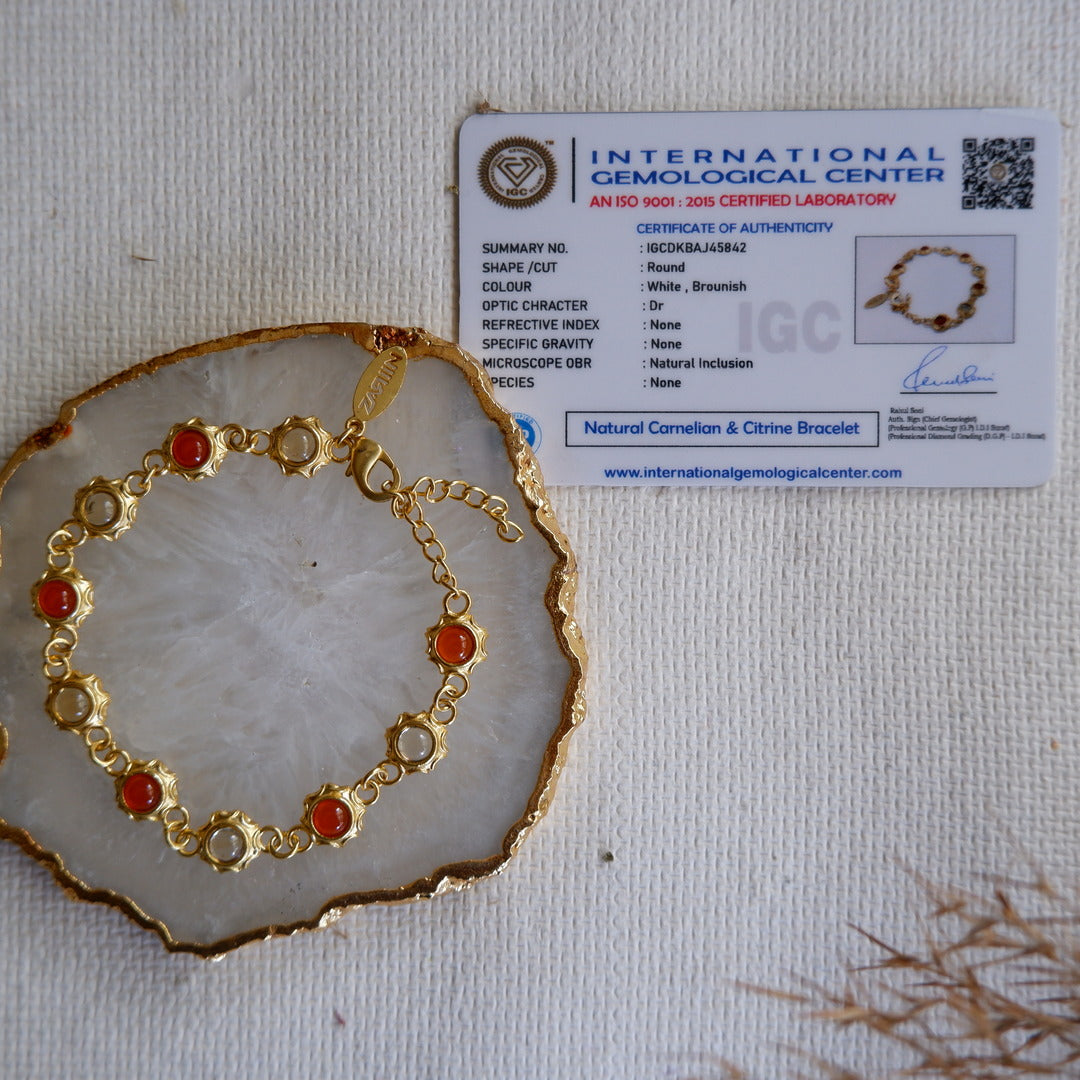 Carnelian And Citrine Unisex Bracelet