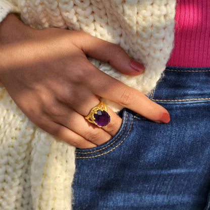 Amethyst Healing Ring for Calmness and Good Health