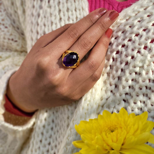 Amethyst Healing Ring for Calmness and Good Health