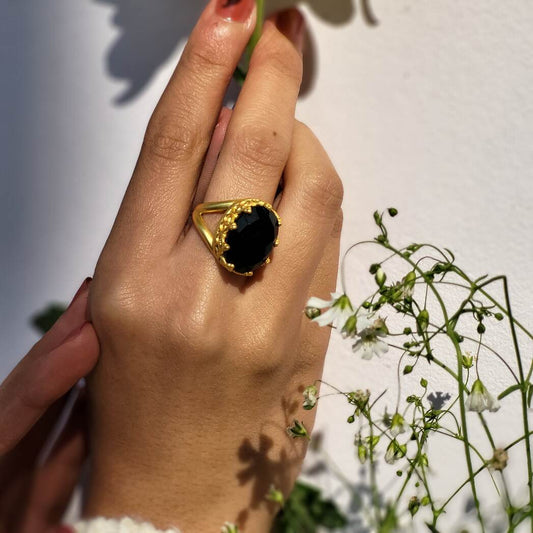 Black Onyx Healing Ring for Protection