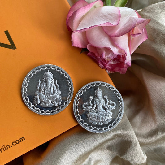 Lakshmi and Ganesh Coin Set in 999 Silver