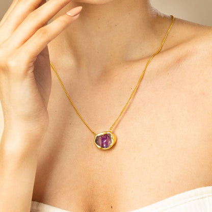 A Touch of Amethyst Stone Gold Necklace