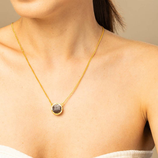 A Touch of Smoky Topaz Stone Gold Necklace