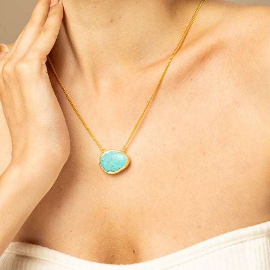 A Touch of Turquoise Stone Gold Necklace