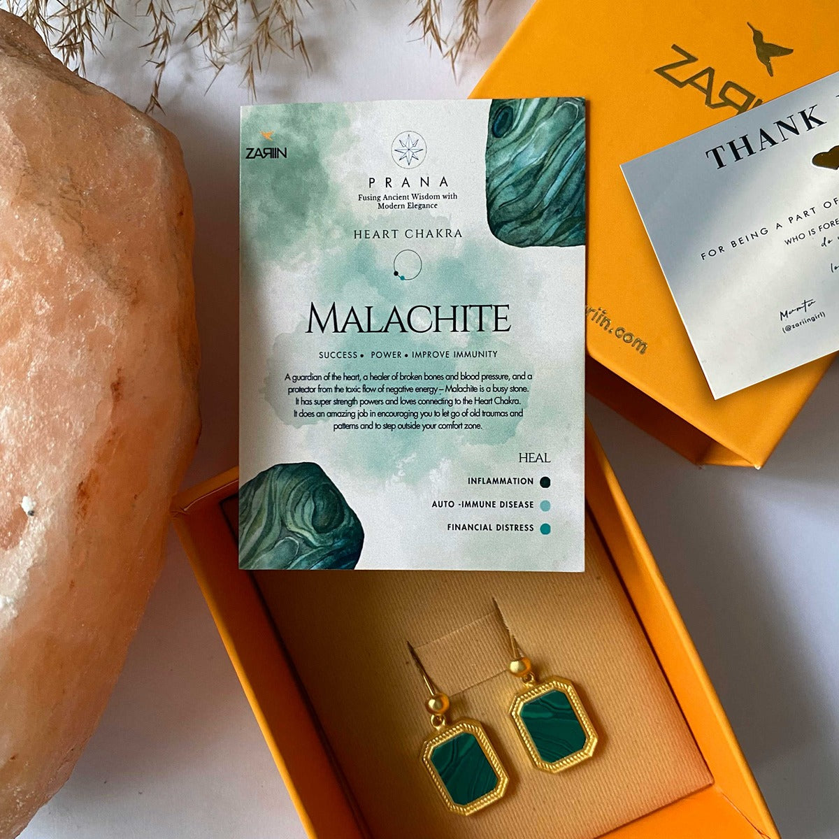 Revitalise Drop Earrings with Malachite - Abundance