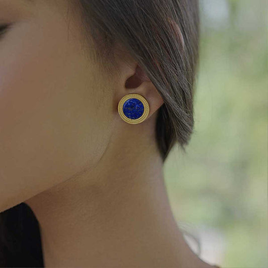 Tranquil Life Stud Earrings with Lapis Lazuli - Intuition